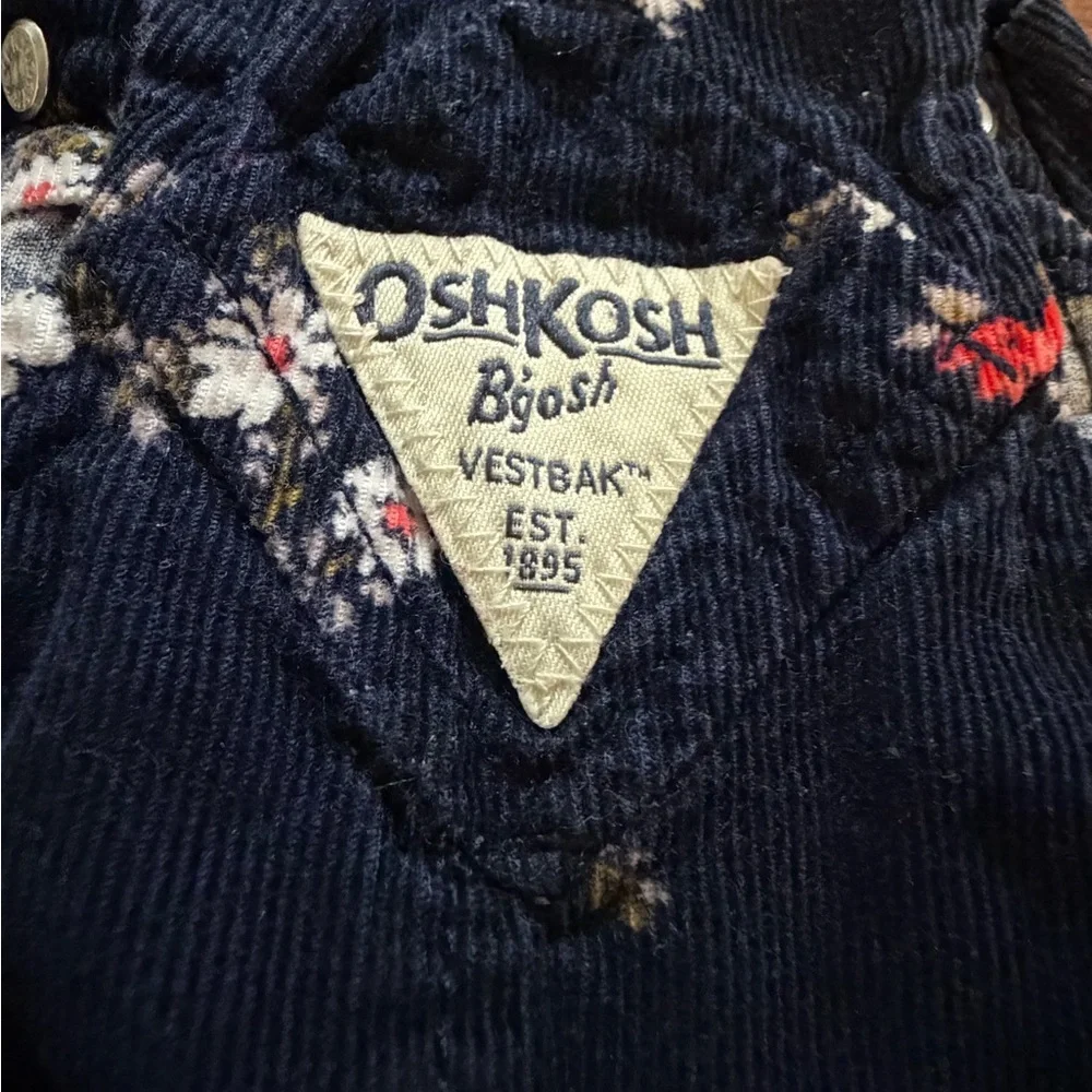 OshKosh B'gosh Navy corduroy Floral Kids Overalls vintage size 9 month